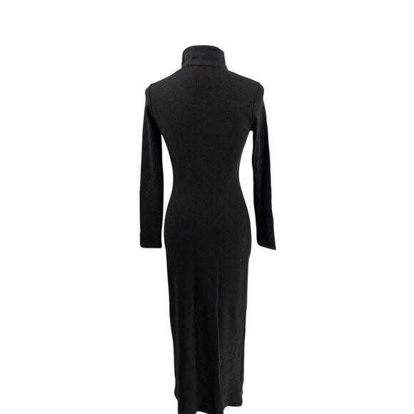 OGL Women's Dark Heather Gray Collared Long Sleeve Midi Dress - Picture 2 of 10